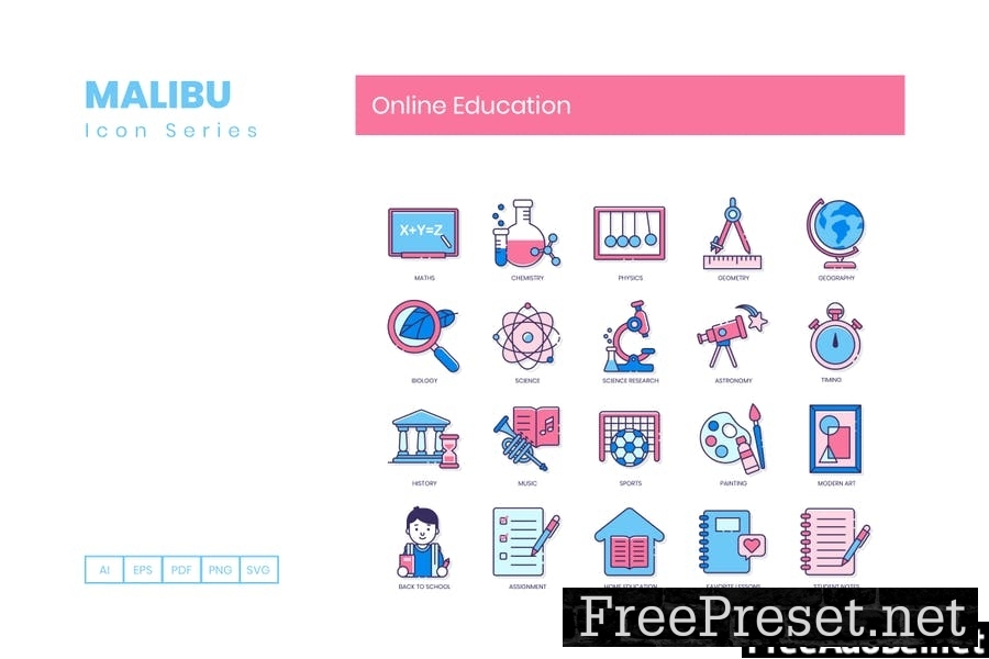 110 Online Education Line Icons DYHBKVR