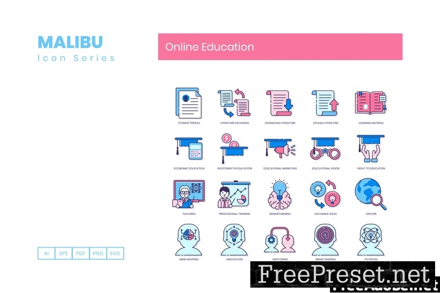 110 Online Education Line Icons DYHBKVR