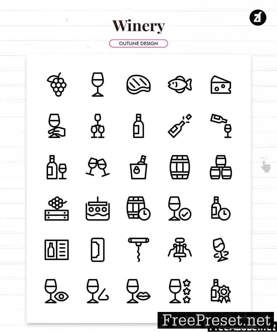 110 Winery elements icon pack