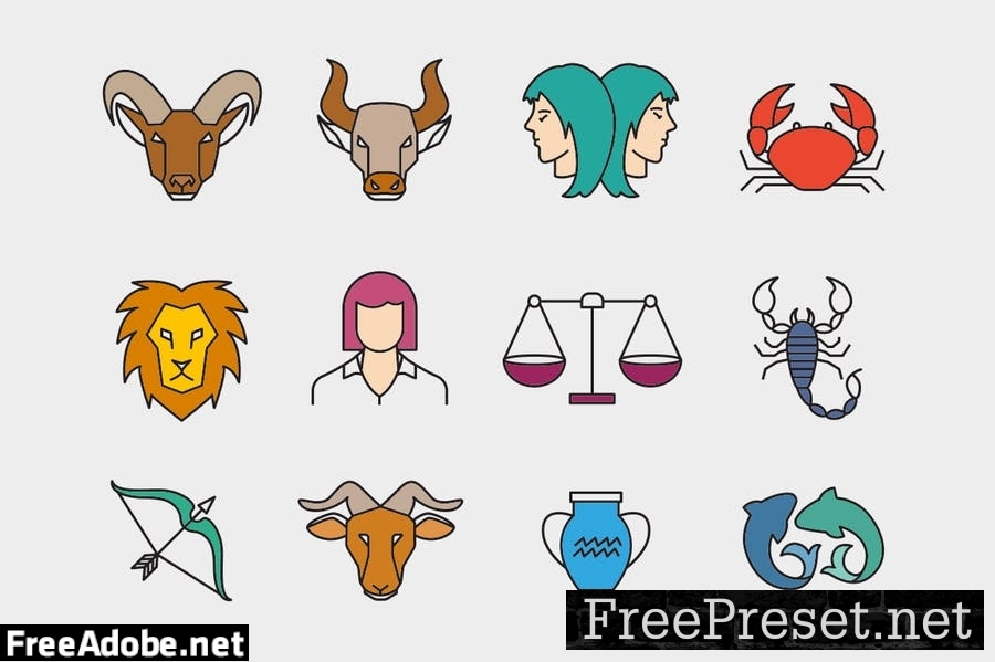 15 Horoscope, Star Sign + Astrology Icons N5BDNKS