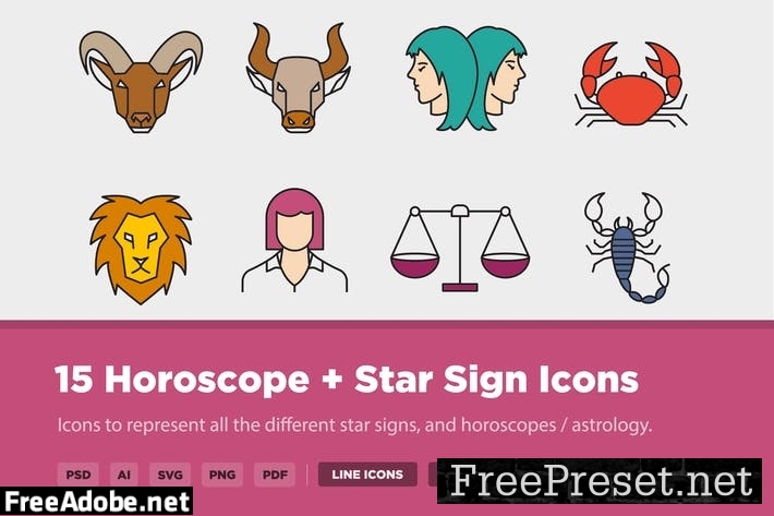 15 Horoscope, Star Sign + Astrology Icons N5BDNKS