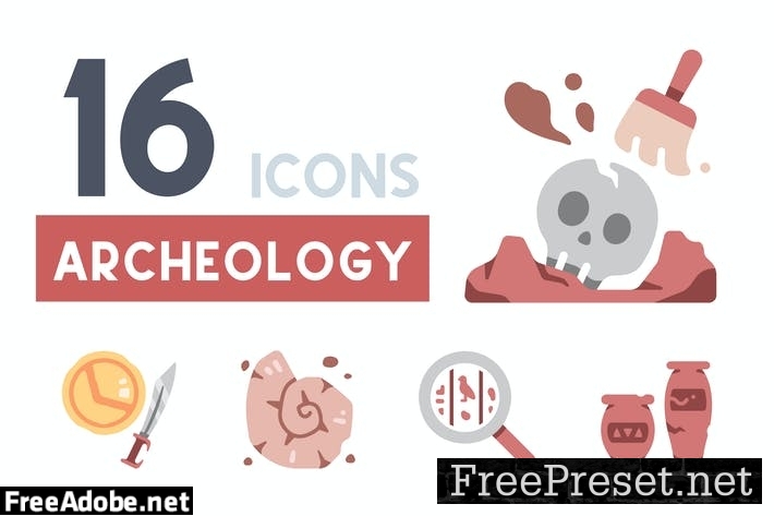 16 Archeology icon set JFZDVVJ