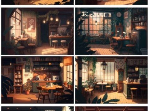 16 Cozy Lofi Coffee Shop Backgrounds 6K