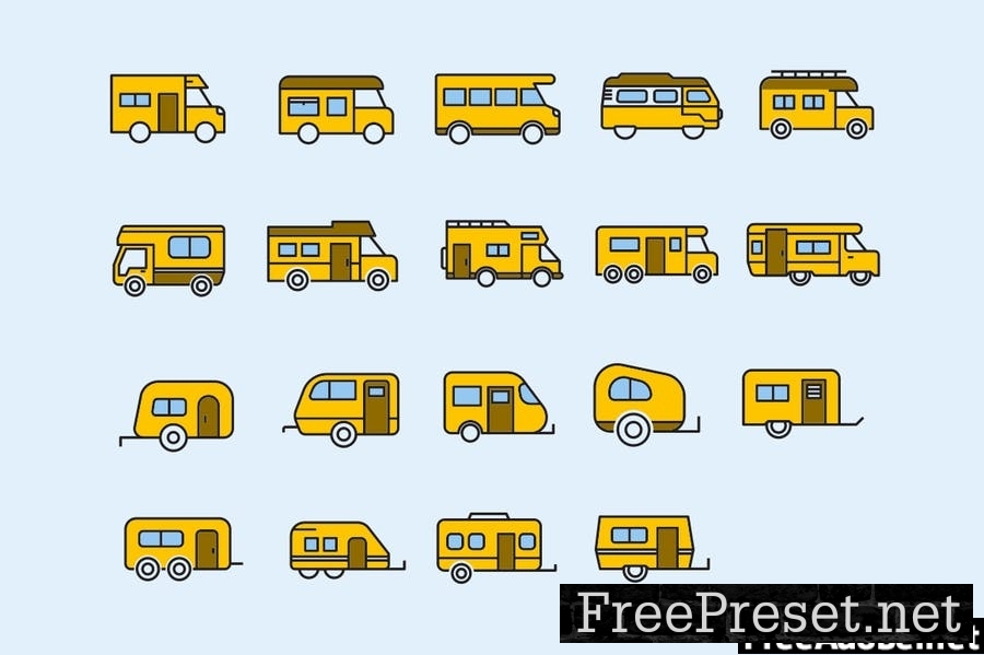 20 Caravan & Camper Van Icons