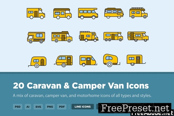 20 Caravan & Camper Van Icons BBRQGG7