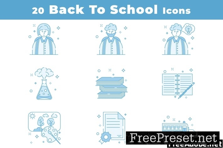 20 Colorful Back to School Icons 4WC9B5N