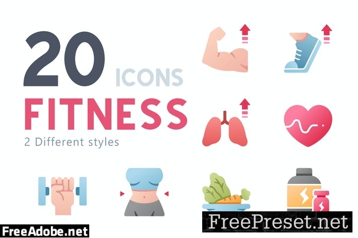 20 Fitness icon set T8GCRWM