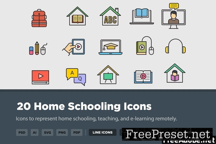 20 Home Schooling Icons E6UMPBT