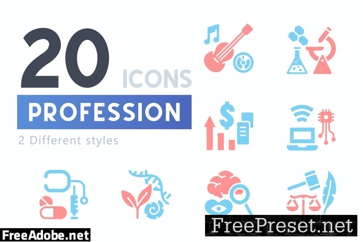 20 Profession icon set JWZHLWT