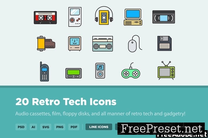 20 Retro Tech Icons 45LLUZY