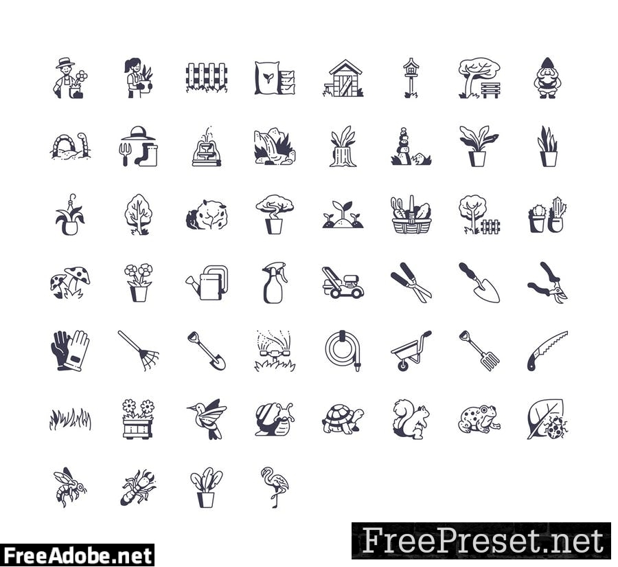 208 Gardening icon set