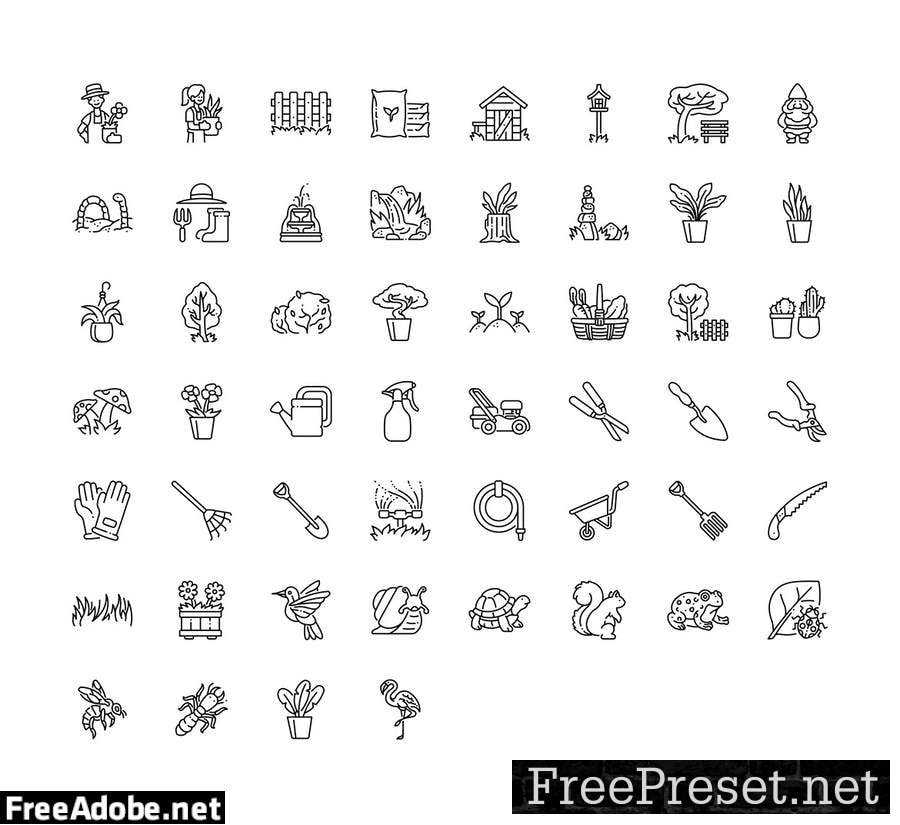 208 Gardening icon set