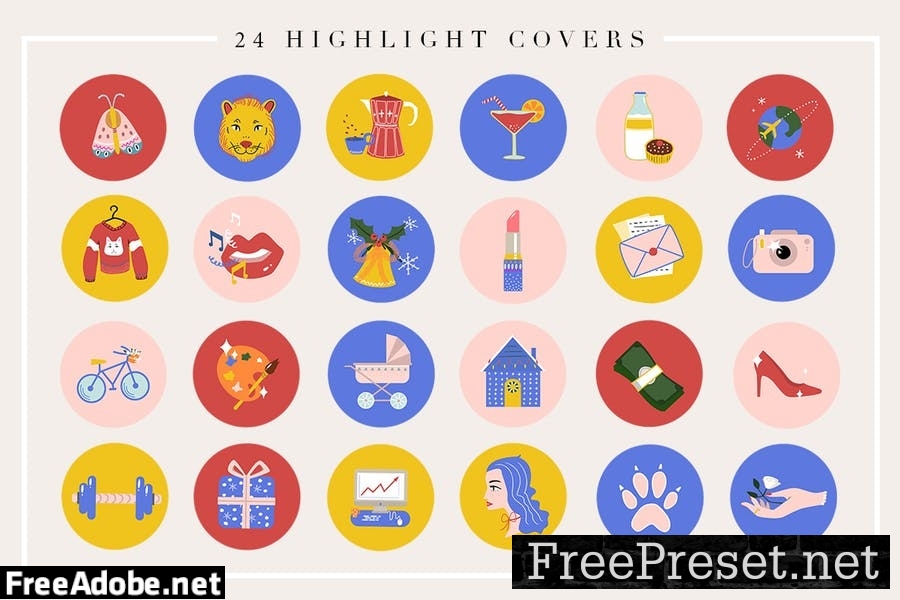 24 Cartoon Highlight Icon Set TCC4L6N