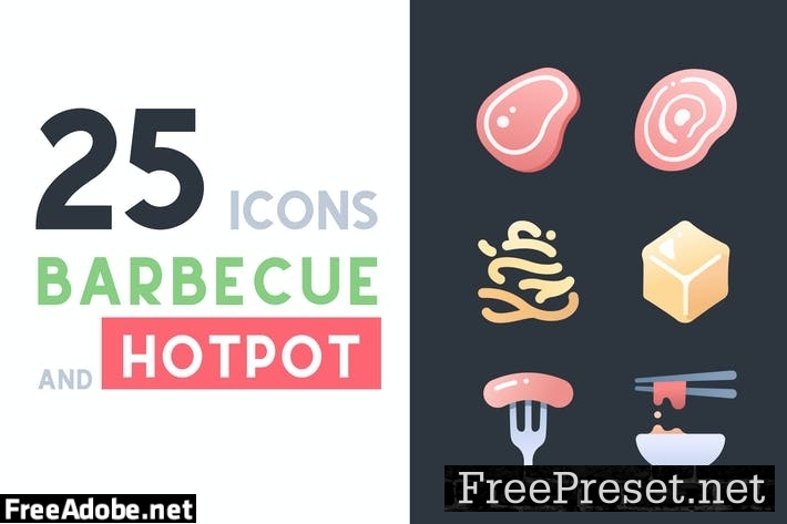 25 Barbecue and Hotpot icon set 4UU4GJ3