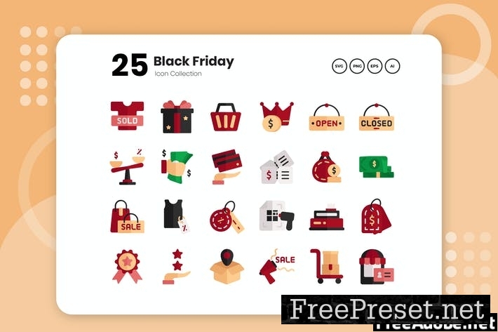 25 Black Friday Flat Icon 6JZTRFA