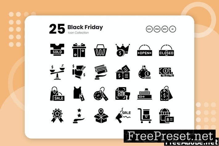 25 Black Friday Glyph Icon LMNQSPN