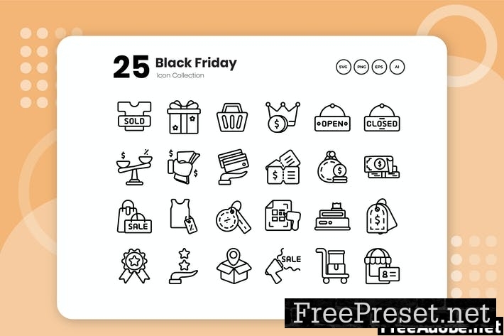 25 Black Friday Outline Icon WT7XCQV