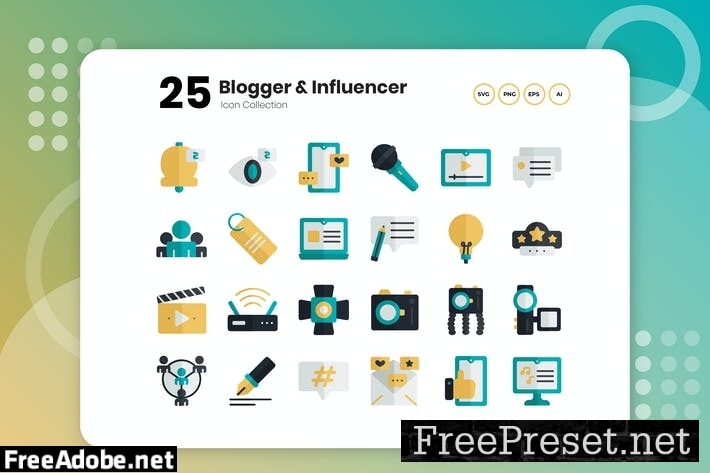 25 Blogger & Influencer Flat Icon 9B5TSJR