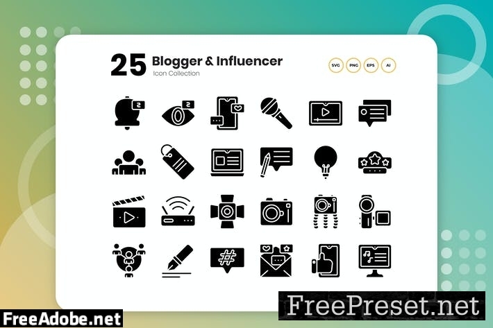 25 Blogger & Influencer Glyph Icon CTPNAM7