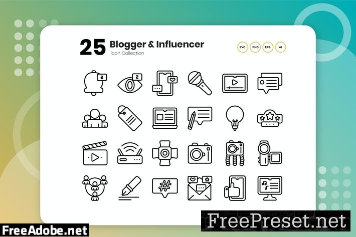 25 Blogger & Influencer Outline Icon VQ5UWKL