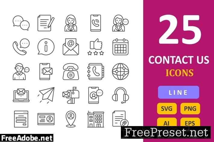 25 Contact Us Icons - Line VTNB7JE