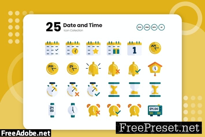 25 Date and Time Flat Icon 44CRDZC