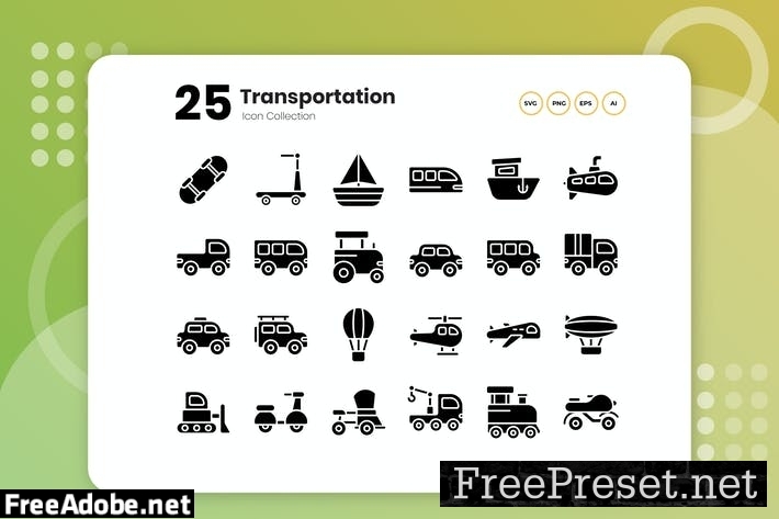 25 Transportation Glyph Icon EVXA4T4