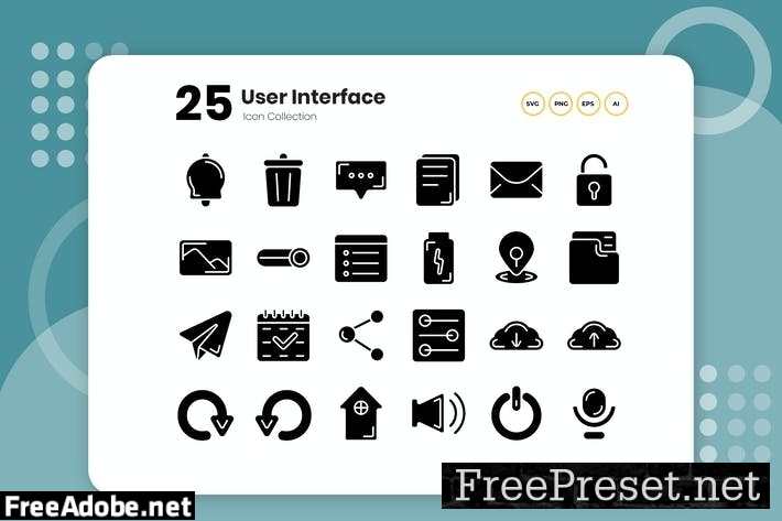 25 User Interface Glyph Icon B59H4RR