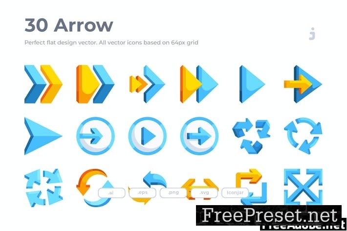 30 Arrow Icons - Flat XLAFGV6