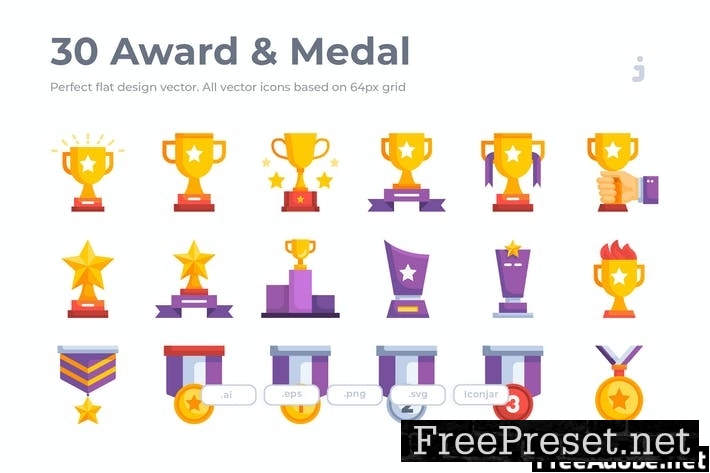 30 Award Icons- Flat G3RDSVX