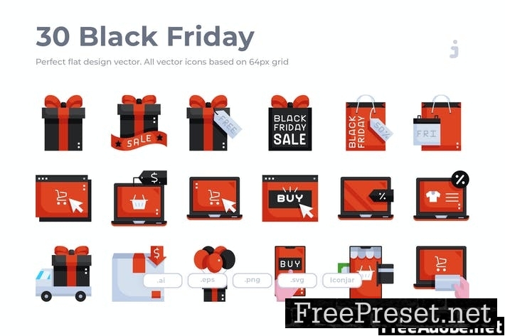 30 Black Friday Icons - Flat DHVAS6Z