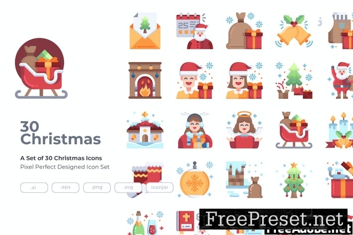 30 Christmas Icons - Flat KLBCLBG