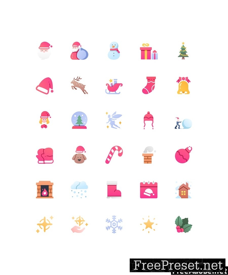 30 Christmas icons set