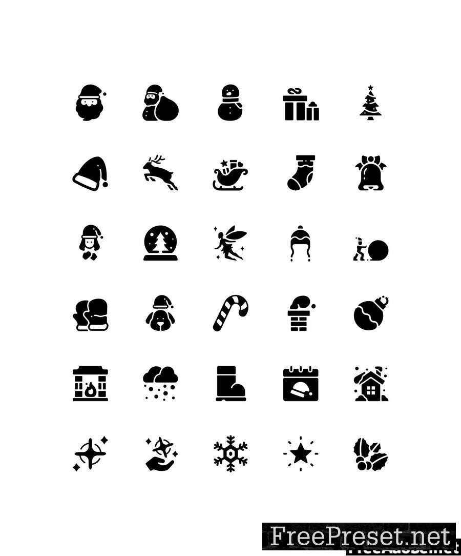 30 Christmas icons set