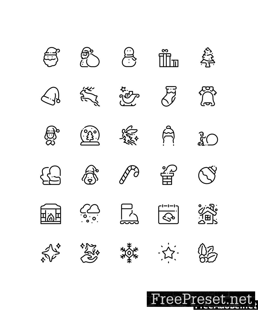 30 Christmas icons set