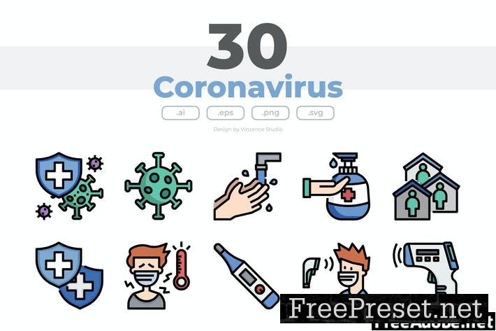 30 Coronavirus Icons VWDHA93