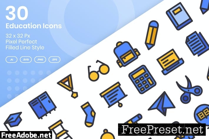 30 Education Icons Set - Filled Line XAF9YFT