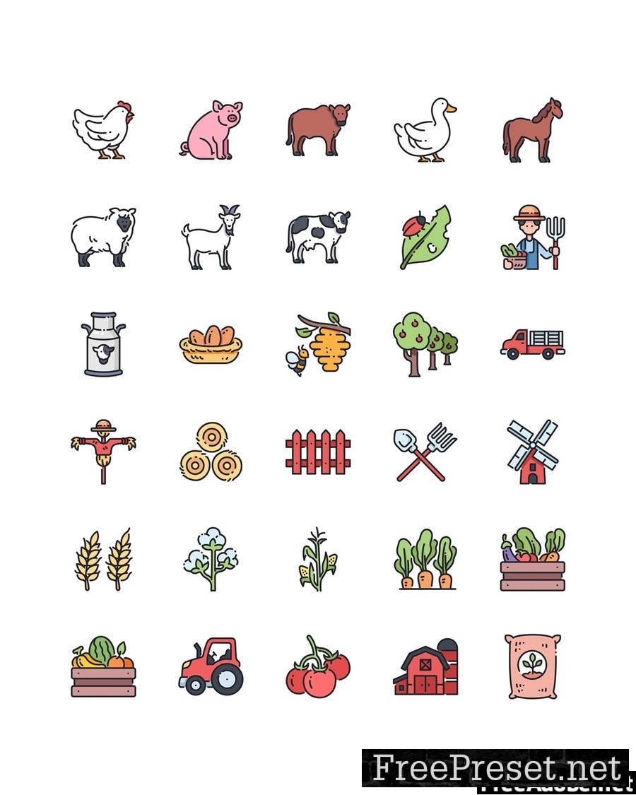 30 Farming icon set