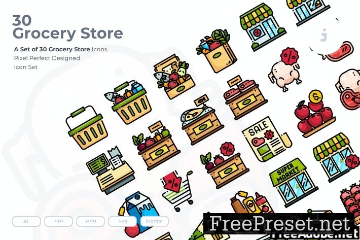 30 Grocery Store Icons 5E3QYTP