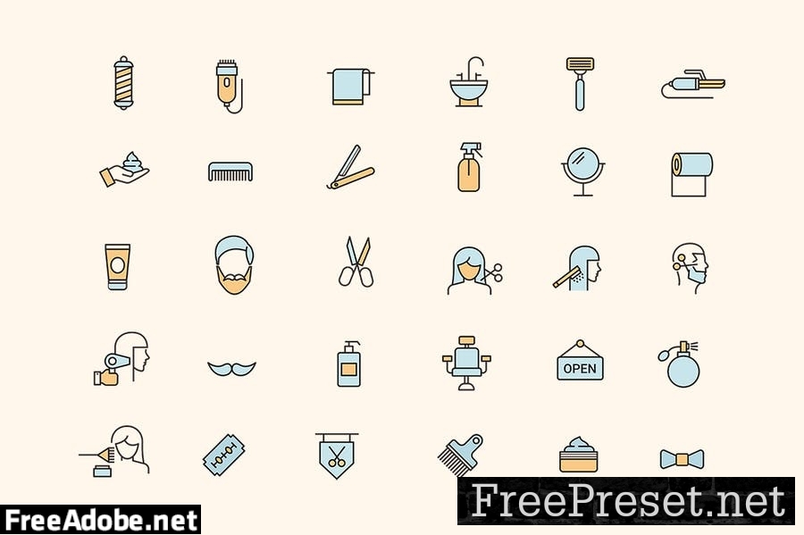 30 Hair Dresser & Barber Icons