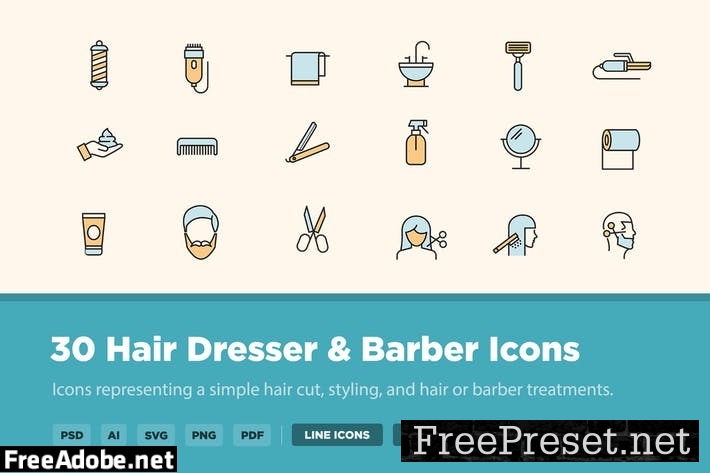 30 Hair Dresser & Barber Icons V3NJ827