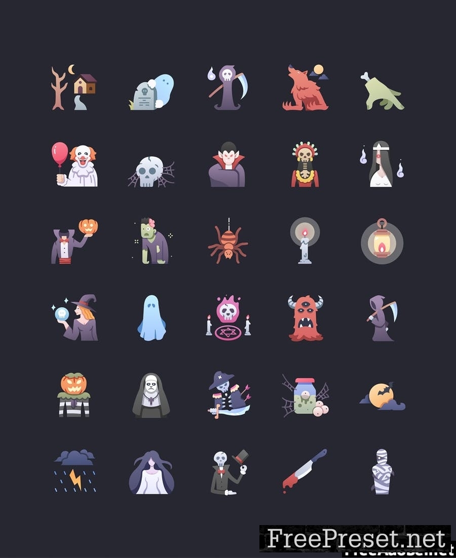 30 Horror icon set