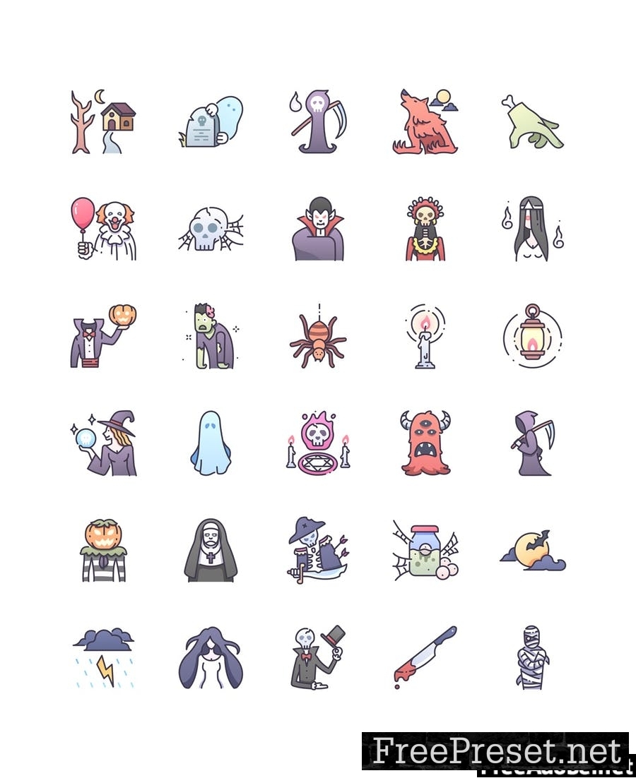 30 Horror icon set