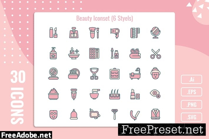 30 Iconset Beauty with 6 styles variant 7LM43YL