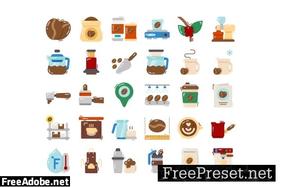 30 Iconset Coffee with 5 styles variant DLM2BE8