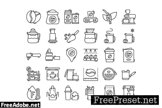 30 Iconset Coffee with 5 styles variant DLM2BE8