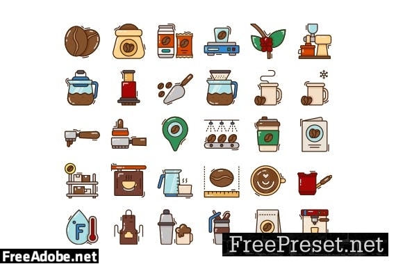 30 Iconset Coffee with 5 styles variant DLM2BE8