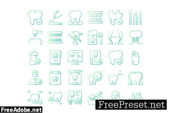 30 Iconset Dentist with 5 styles variant GC3B85B