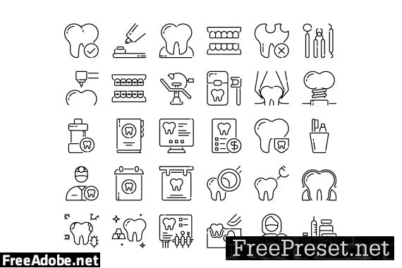 30 Iconset Dentist with 5 styles variant GC3B85B