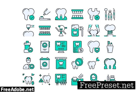 30 Iconset Dentist with 5 styles variant GC3B85B